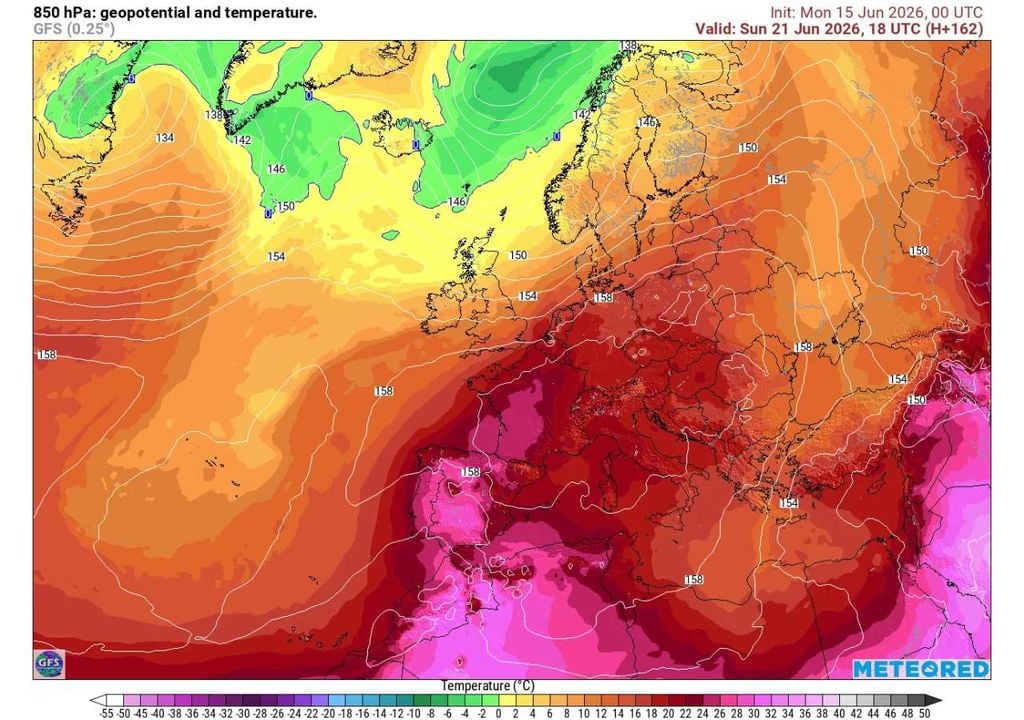 O modelo GFS antecipa a chegada da massa de ar quente um dia mais cedo, prevendo a sua persistência até 25 ou 26 de junho, o que reforça um cenário de calor intenso.