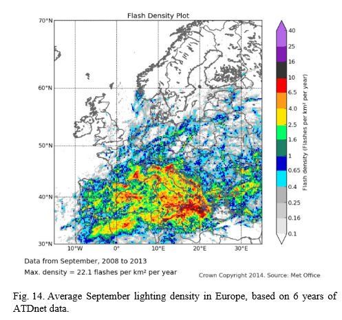 Un Análisis De La Densidad De Rayos En Europa Utilizando 6 Años De Datos De La Red Atdnet Septiembre
