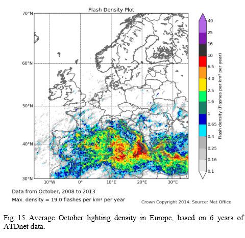 Un Análisis De La Densidad De Rayos En Europa Utilizando 6 Años De Datos De La Red Atdnet Octubre
