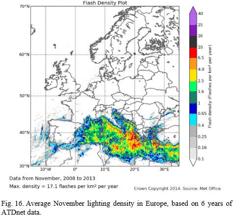 Un Análisis De La Densidad De Rayos En Europa Utilizando 6 Años De Datos De La Red Atdnet Noviembre