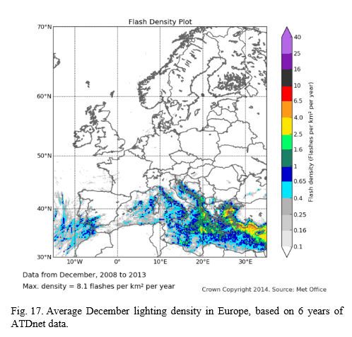 Un Análisis De La Densidad De Rayos En Europa Utilizando 6 Años De Datos De La Red Atdnet Diciembre