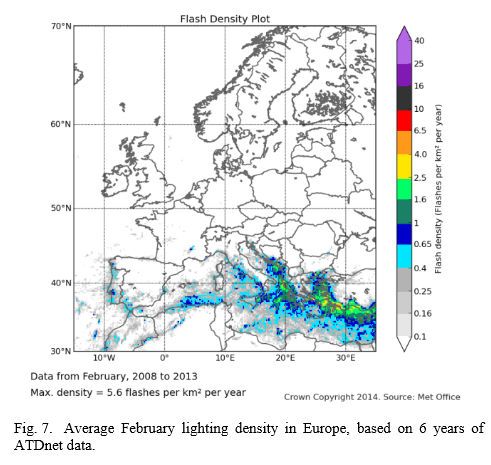 Un Análisis De La Densidad De Rayos En Europa Utilizando 6 Años De Datos De La Red Atdnet Febrero