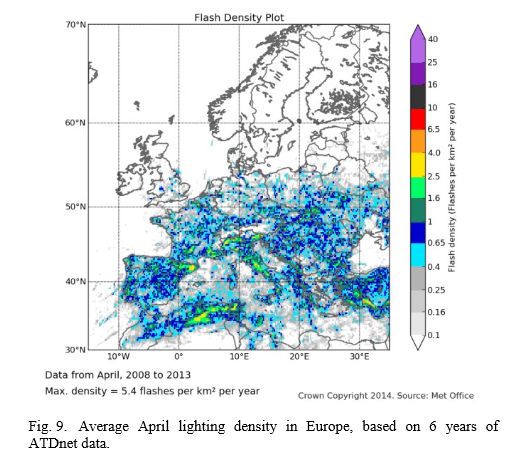 Un Análisis De La Densidad De Rayos En Europa Utilizando 6 Años De Datos De La Red Atdnet Abril