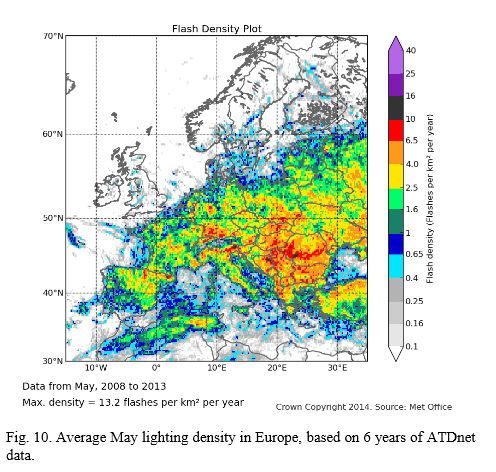 Un Análisis De La Densidad De Rayos En Europa Utilizando 6 Años De Datos De La Red Atdnet Mayo