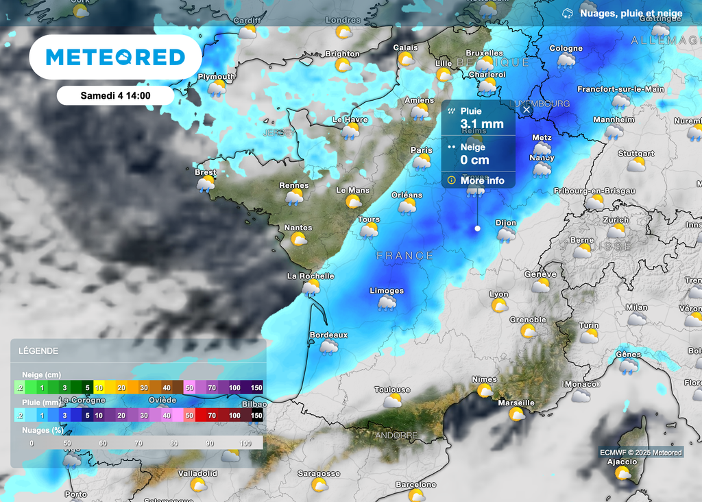 Traversée du front froid samedi.