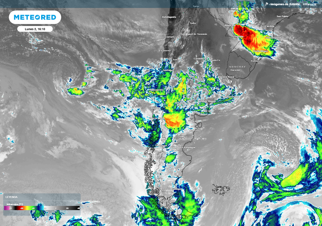 sistema frontal visto desde el satélite
