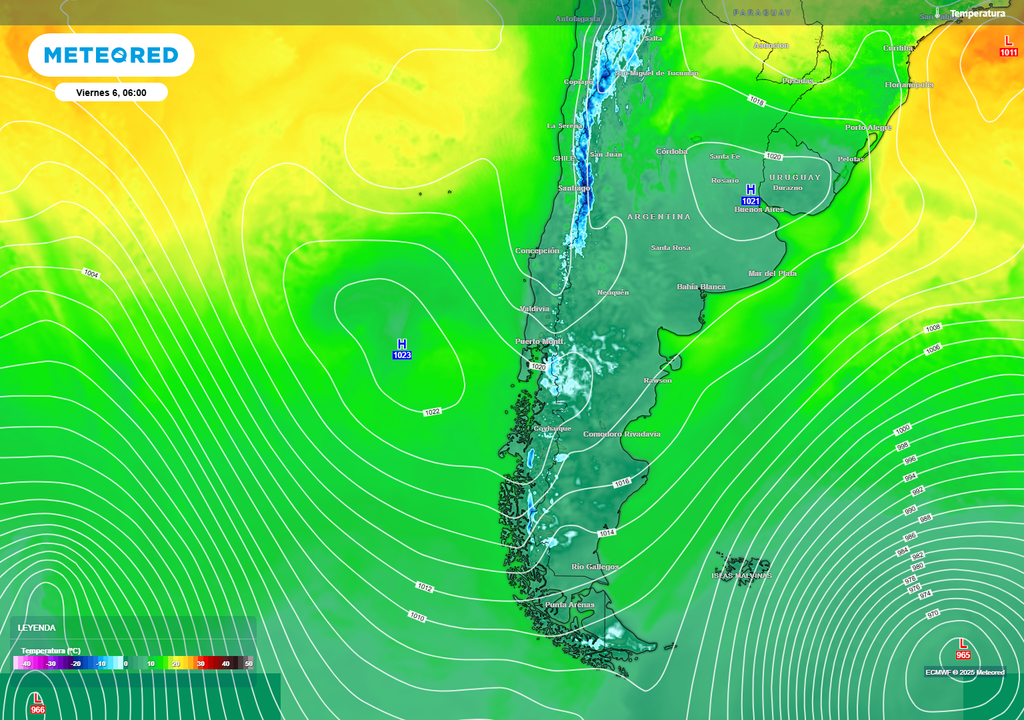 Altas presiones y temperatura prevista