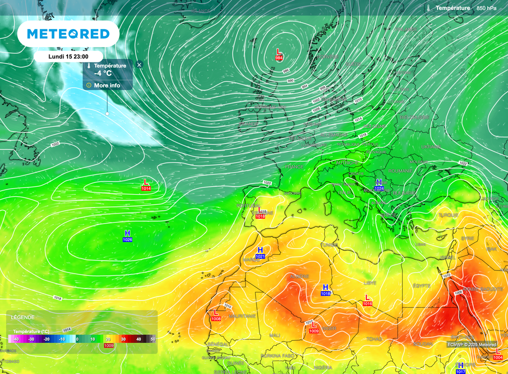 De l'air froid présent au large du Groenland.