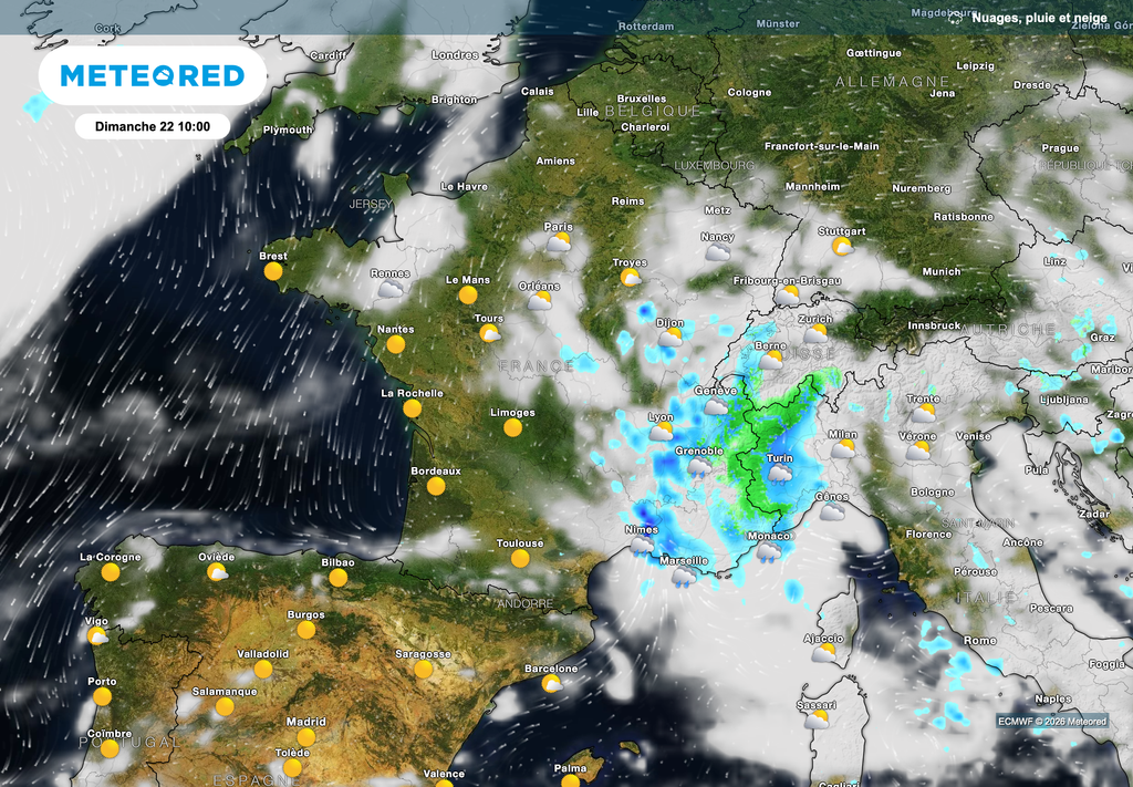 Une matinée fortement nuageuse dans l'est et pluvieuse dans le sud-est.