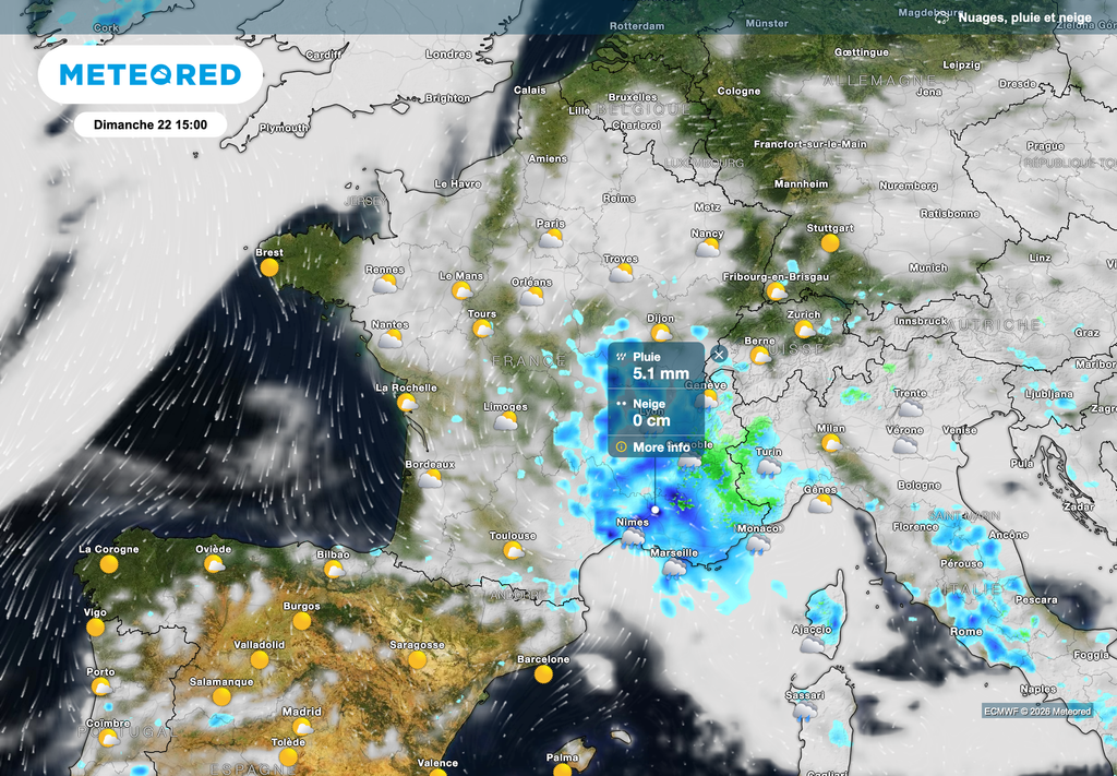 De la pluie dans le sud-est qui se renforcera l'après-midi.