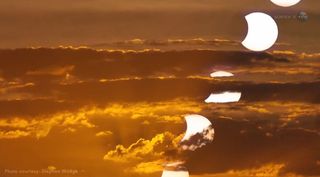 Un eclipse solar al atardecer