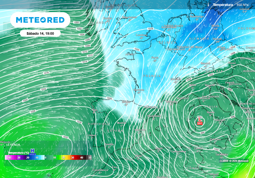 Oriana impulsará una masa de aire fría desde latitudes septentrionales, pero será efímera.