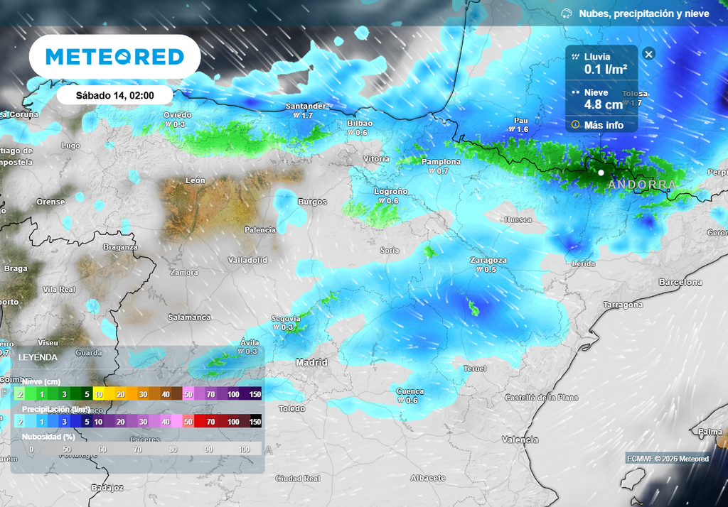 El próximo viernes un frente empezará a cruzar el noroeste peninsular. El sábado terminará de cruzar la Península, dando paso a un episodio invernal.