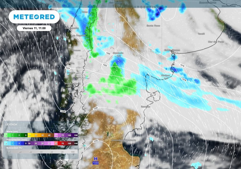 Nieve tres El frente asociada al nuevo ingreso de aire antártico producirá lluvias y algunas nevadas sobre el norte de la Patagonia.
