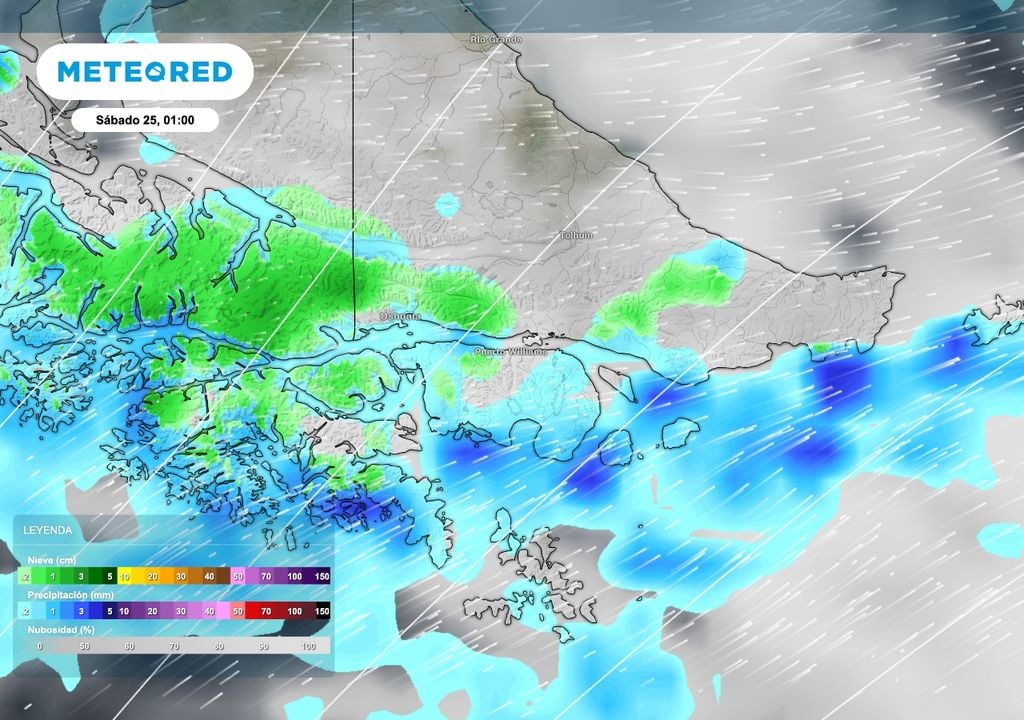 El viernes se esperan condiciones óptimas para nevadas sobre Ushuaia. Estas son viento del sudoeste e ingreso de aire frío antártico. Estas nevadas se esperan sobre el final de la tarde y la noche.