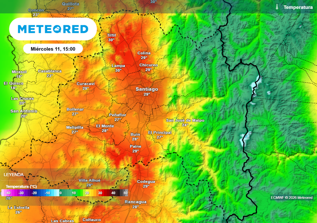 Temperaturas máximas este miércoles quedarían bajo los 30 °C en varias zonas de la RM.