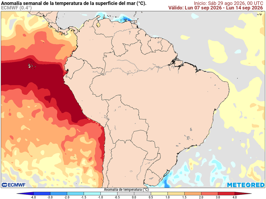 Anomalias oceânicas atualmente observadas no Oceano Pacífico tropical.