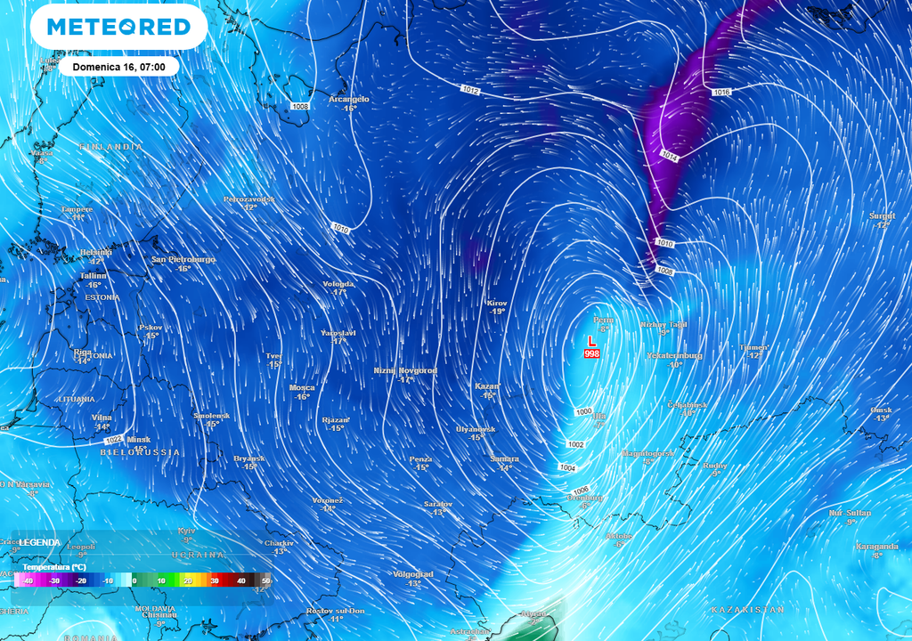 Aria molto fredda verso l'Europa.