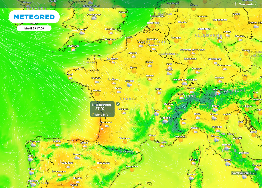 Températures mardi après-midi Températures mardi après-midi