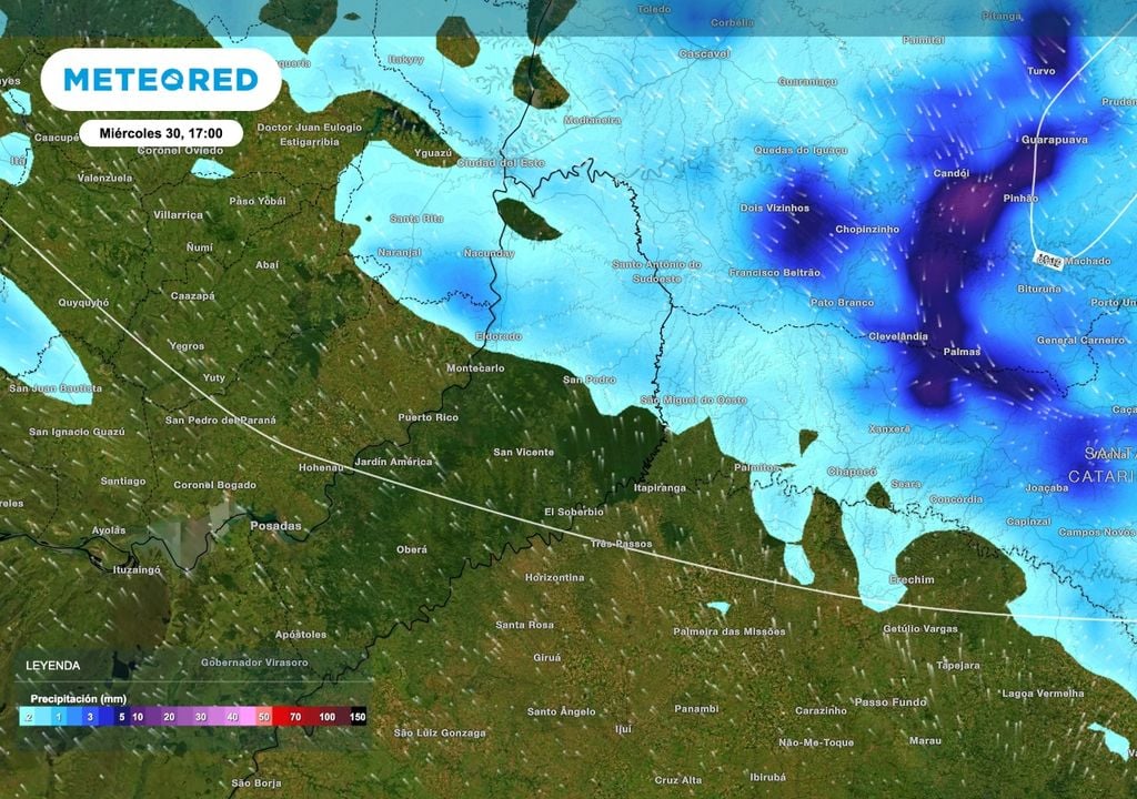 Misiones lluvias Mientras el primer sistema frontal avanza hacia el norte algunas lluvias persisten este miércoles 30 sobre el norte de Misiones. Luego las condiciones irán mejorando.