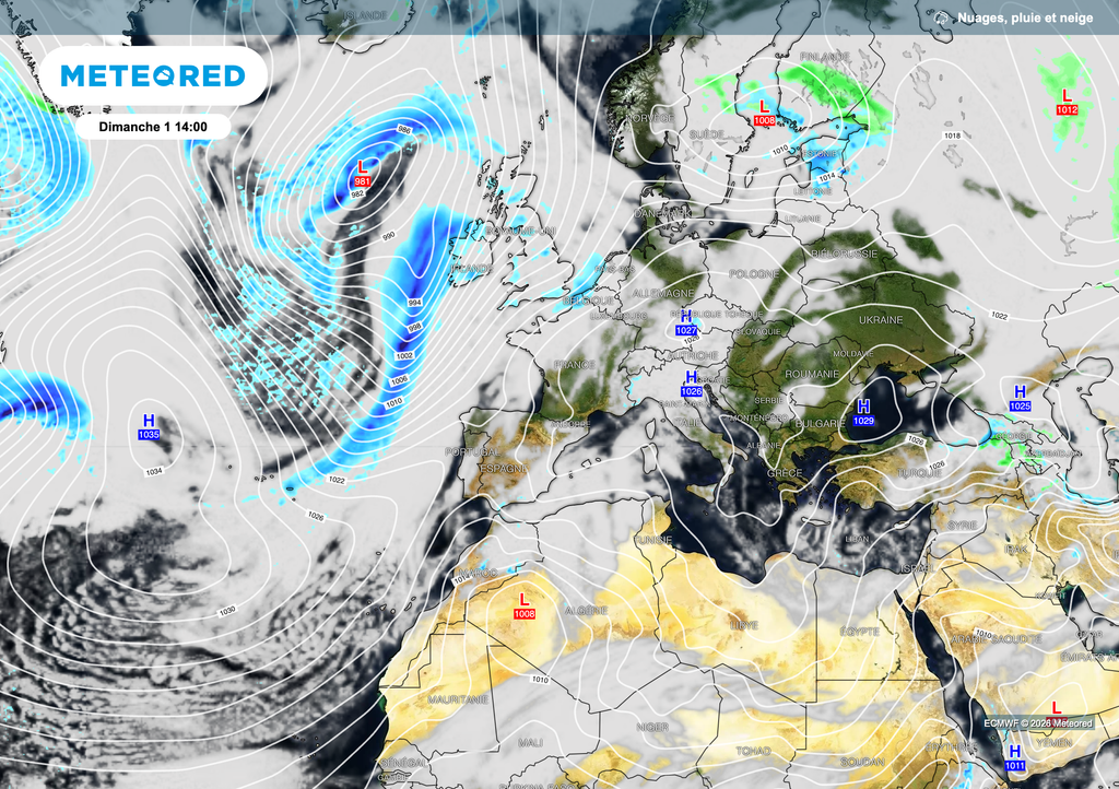 Mise en place d'un blocage anticyclonique dès la journée de dimanche. Mise en place d'un blocage anticyclonique dès la journée de dimanche.