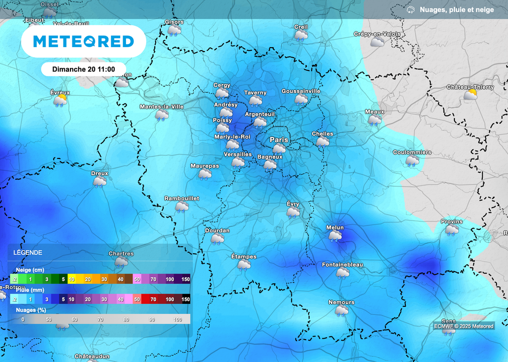 Météo pluvieuse dimanche en Île-de-France.