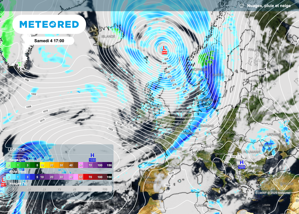 La tempête Amy circulera samedi sur le nord des îles Britanniques.