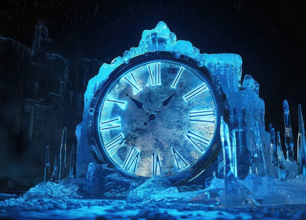 Nouvel an glace froid IA horloge minuit