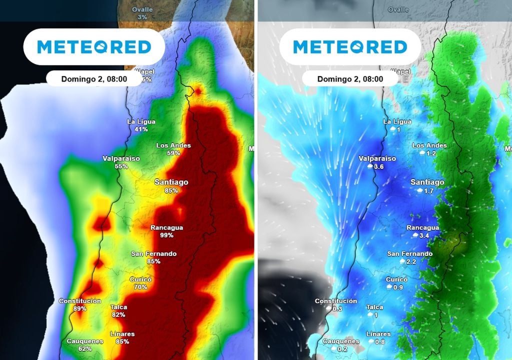 El domingo nuevas precipitaciones llegarían a la Región Metropolitana: ocurrirían desde horas de la mañana.