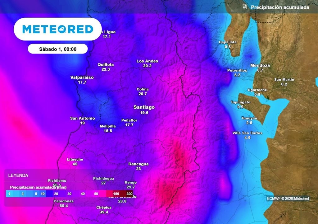 Solo con las lluvias del viernes algunas zonas en la RM podrían sumar más de 20 mm