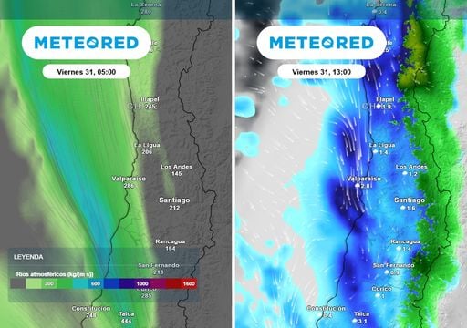 Un r&iacute;o atmosf&eacute;rico reforzar&aacute; el pr&oacute;ximo sistema frontal sobre Santiago: este ser&aacute; el d&iacute;a del nuevo cambio de tiempo