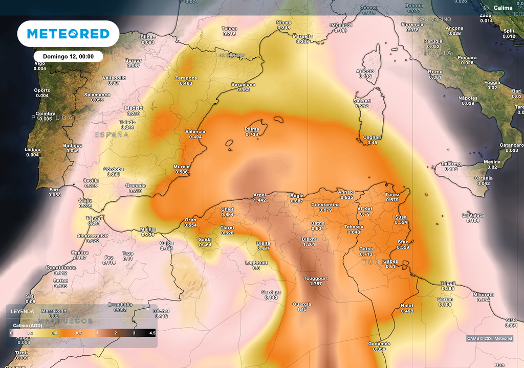 Una lengua de polvo sahariano, procedente del interior de Argelia, apuntará mañana directamente hacia el levante y sureste peninsular.