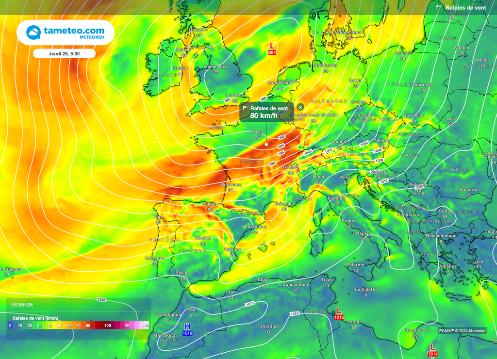 Coup de vent possible dès mercredi voire jeudi.