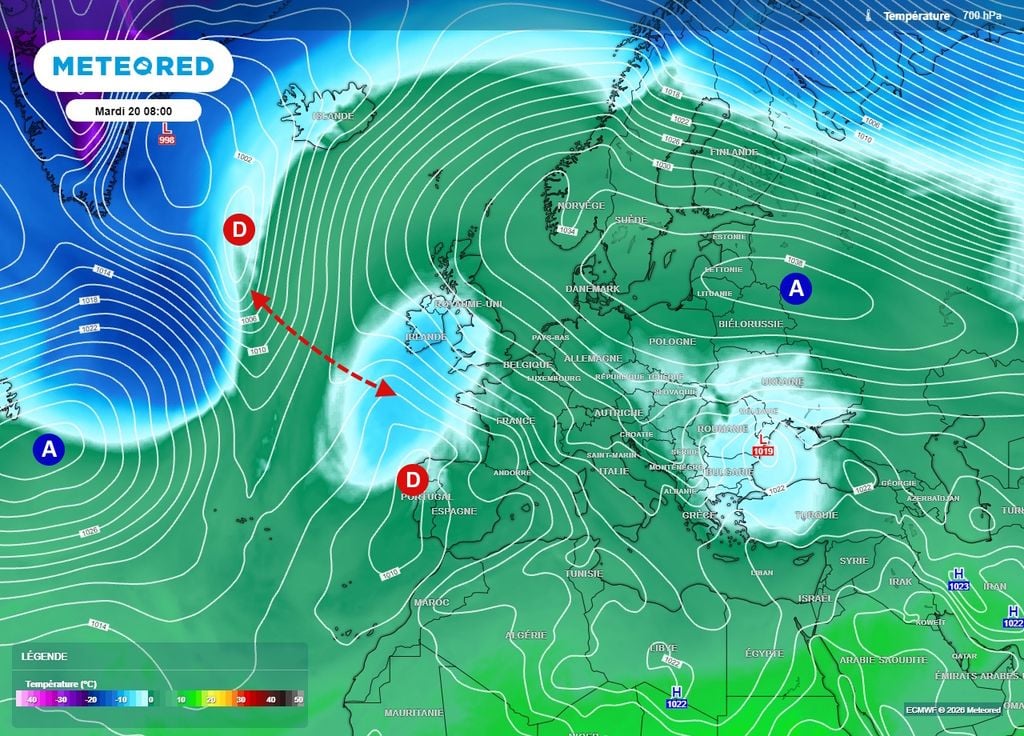 L'interaction de la goutte froide avec les basses pressions atlantiques fragilisera l'anticyclone L'interaction de la goutte froide avec les basses pressions atlantiques fragilisera l'anticyclone