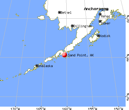 Ubicación de Sand Point en Alaska.
