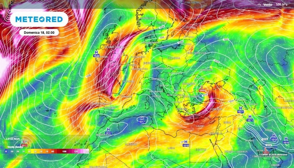 Circolazione atmosferica. La situazione attesa per i prossimi giorni sull'area europea.