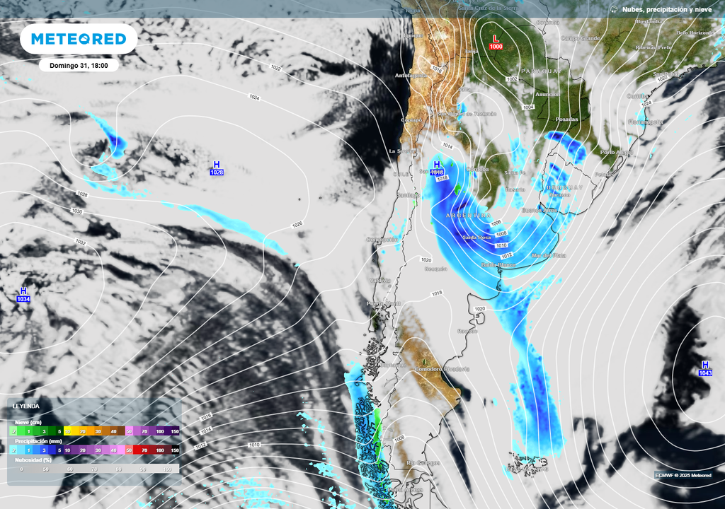 nubes y presión prevista