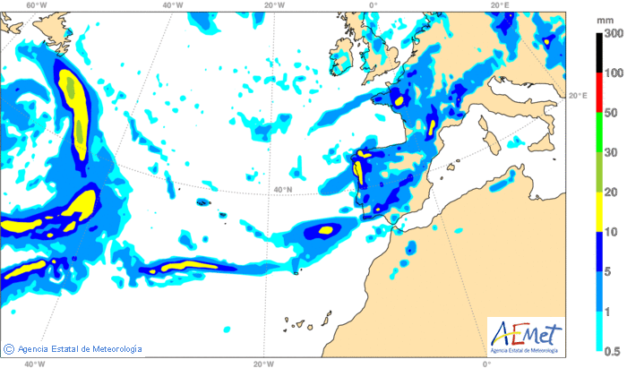 Una Cinta De Alto Contenido De Agua Precipitable Directa Hacia El Suroeste De La Península