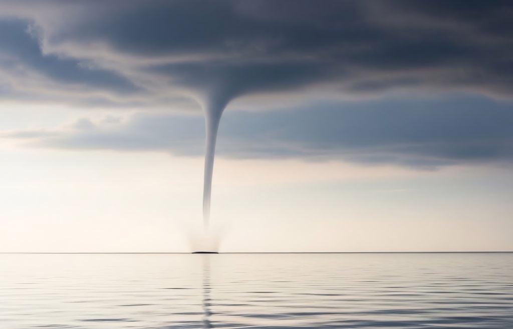 Una tromba marina es una columna de aire en rotación que se forma sobre el agua y puede adquirir una apariencia muy similar a la de un tornado.