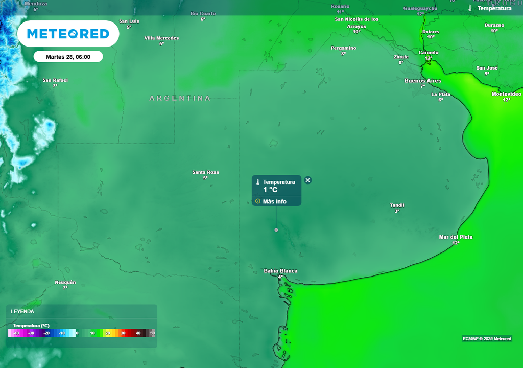 Tiempo Argentina frío polar heladas bajas temperaturas pronóstico clima