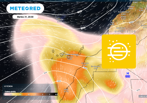 Una lengua de polvo sahariano se acerca r&aacute;pidamente a Canarias: a las 17 horas alcanzar&aacute; las islas; efectos previstos