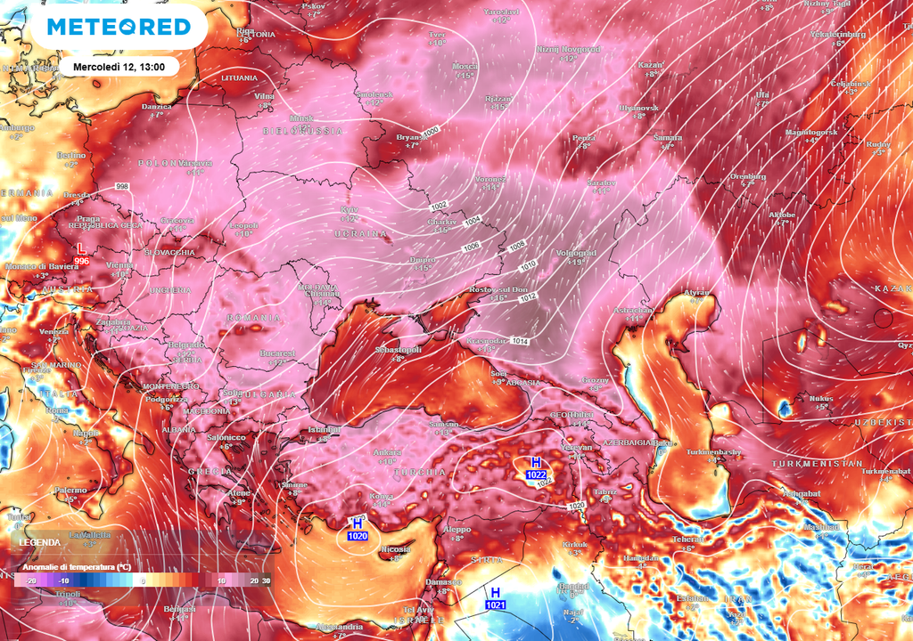 Caldo eccezionale sulla Russia europea.