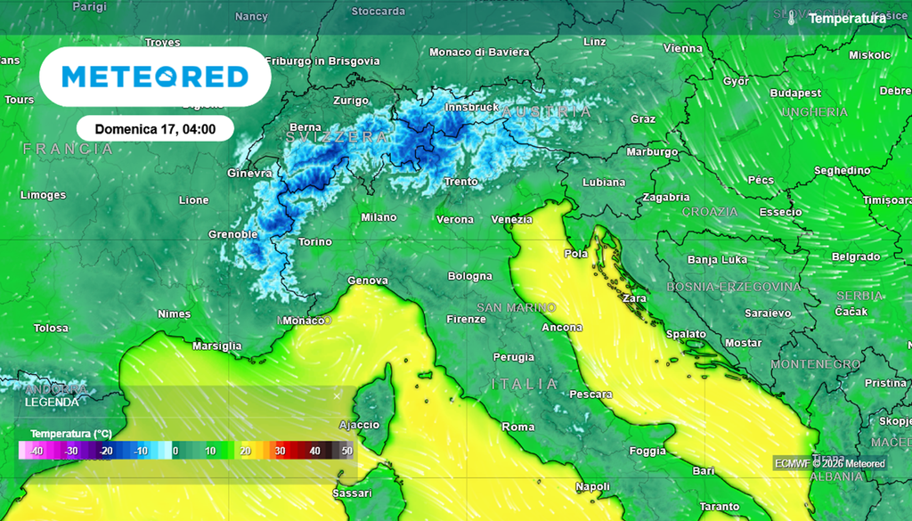 Le temperature minime saranno piuttosto basse in gran parte del nord e nelle aree interne di montagna del centro peninsulare.