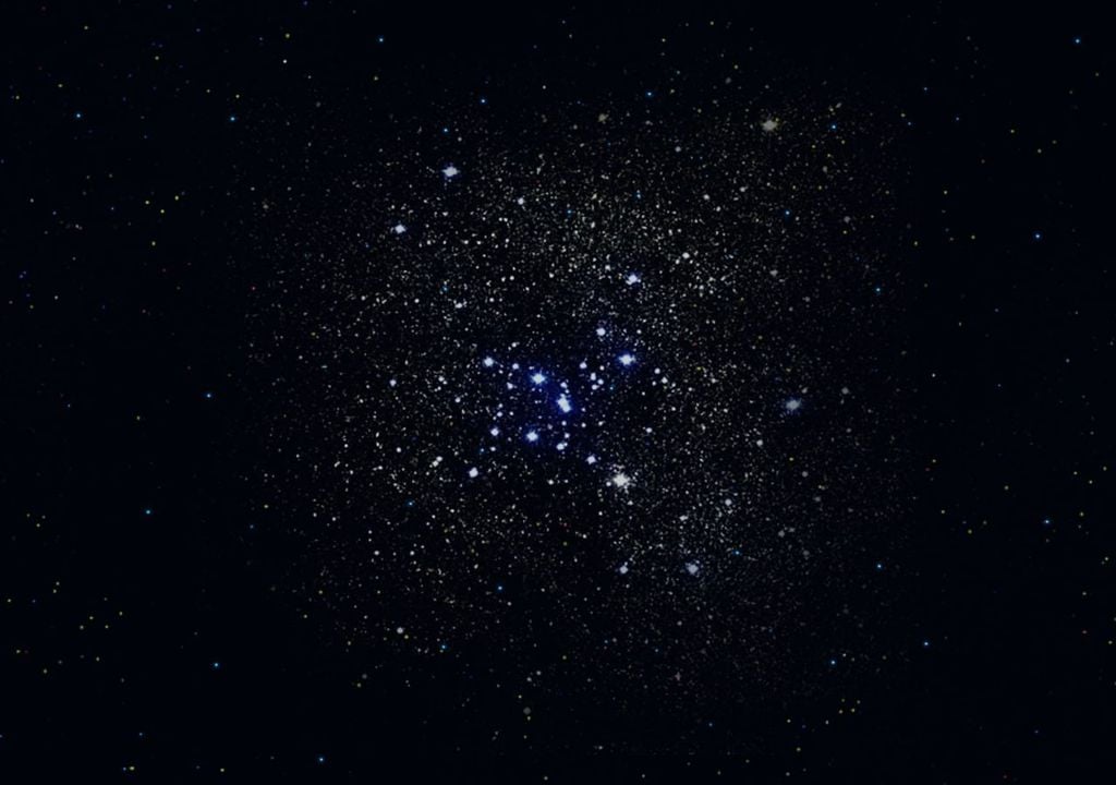 Ptolomeo es un cúmulo estelar abierto que se encuentra en la constelación de Escorpión. Fuente: Star Walk.