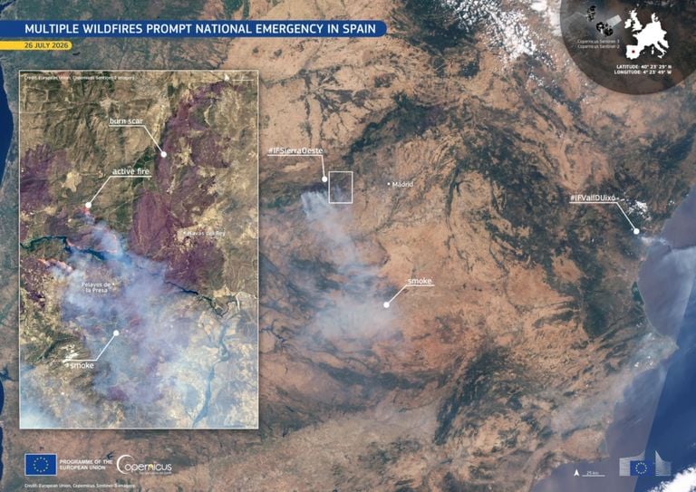 La cuarta ola de calor del verano amenaza con reactivar los grandes incendios que afectan a Espa&ntilde;a, Portugal y Francia