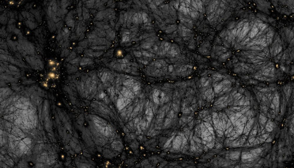 Materia oscura Una simulazione della formazione delle strutture di materia oscura dall'universo primordiale fino ai giorni nostri. Credit: Ralf Kaehler/SLAC National Accelerator Laboratory/American Museum of Natural History