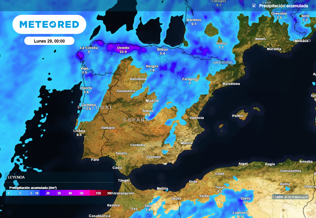 Las precipitaciones más cuantiosas se concentrarán en el norte y noreste.