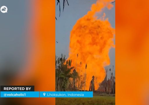 Una perforaci&oacute;n liber&oacute; llamas de 100 metros en Indonesia y desat&oacute; escenas impactantes en plena madrugada