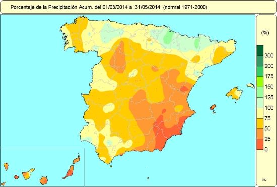Una Primavera Muy Cálida Y Muy Seca Precipitación primavera 2014