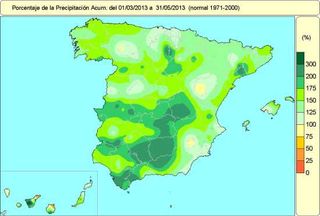 Una primavera muy húmeda y algo más fresca en 2013